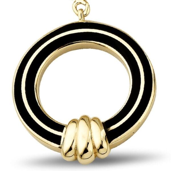 Siyah Makyajlı Yuvarlak Charm Altın Kolye Ucu