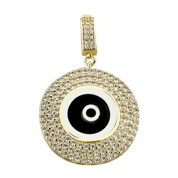 Renkli Makyajlı Yuvarlak Charm Altın Kolye Ucu