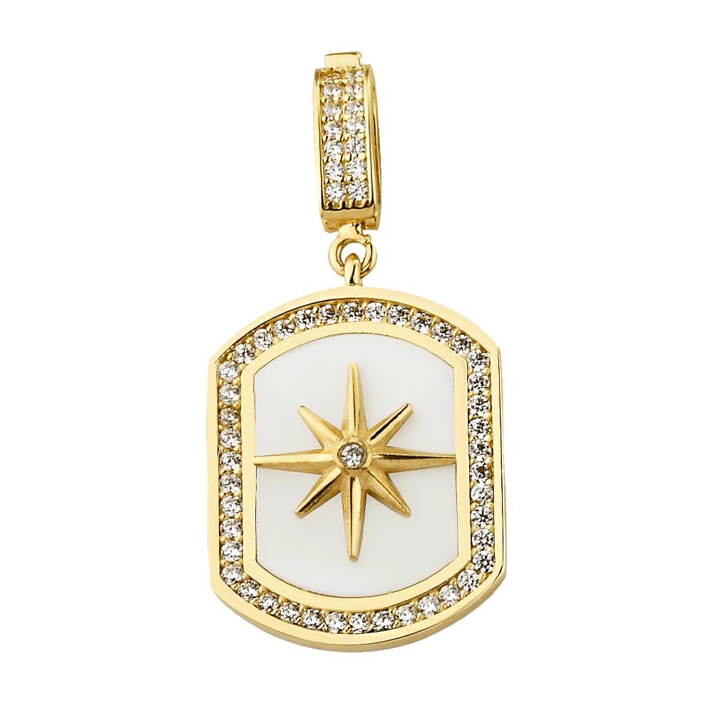Beyaz Makyajlı Kutup Yıldızı Charm Altın Kolye Ucu