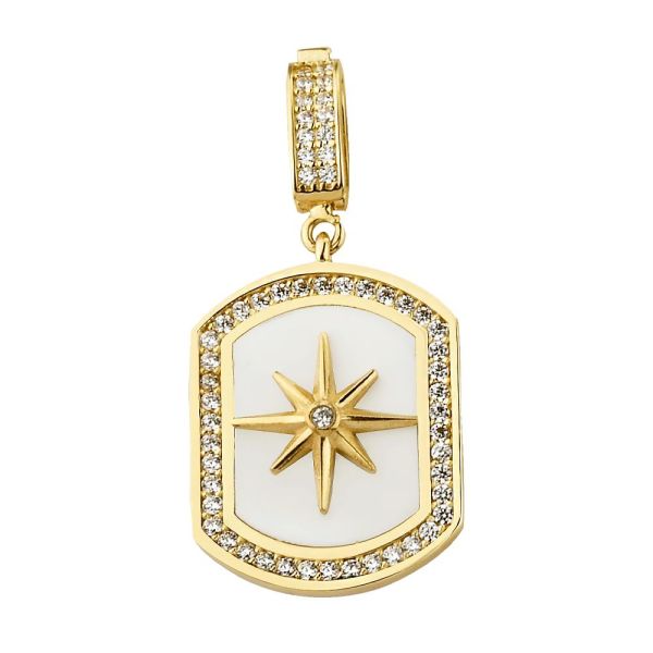 Beyaz Makyajlı Kutup Yıldızı Charm Altın Kolye Ucu