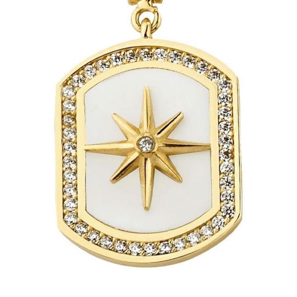 Beyaz Makyajlı Kutup Yıldızı Charm Altın Kolye Ucu