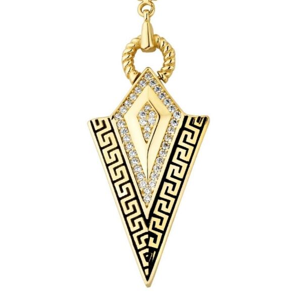 Grek Desenli Üçgen Charm Altın Kolye Ucu