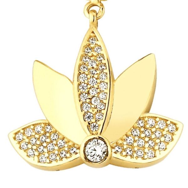 Lotus Çiçeği Charm Altın Kolye Ucu