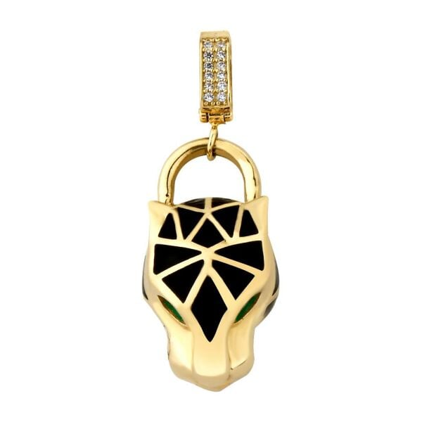 Yeşil Gözlü Kaplan Charm Altın Kolye Ucu