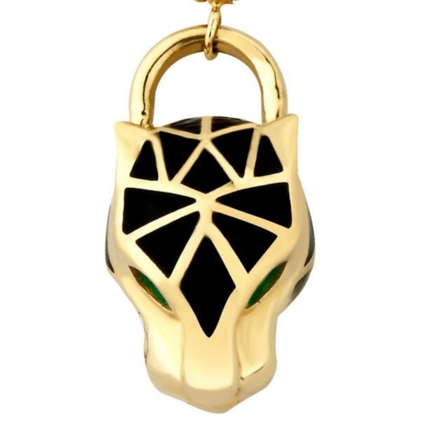 Yeşil Gözlü Kaplan Charm Altın Kolye Ucu