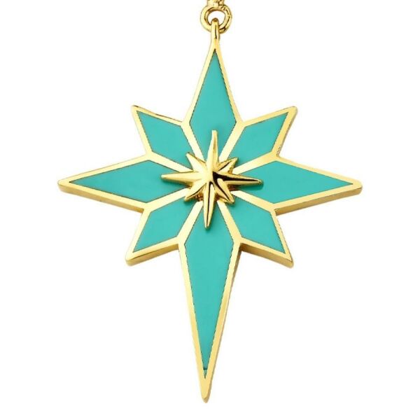 Deniz Mavisi Makyajlı Kutup Yıldızı Charm Altın Kolye Ucu